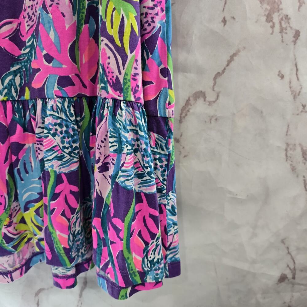 Lilly Pulitzer Dress Women Medium Blue Pink Saira Halter Drop Waist Ruffle Knee - Picture 4 of 12